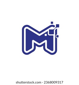 Letter M logo design template, technology abstract