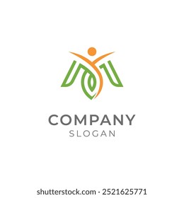 Letra M Plantilla de diseño de logotipo con fitness de salud