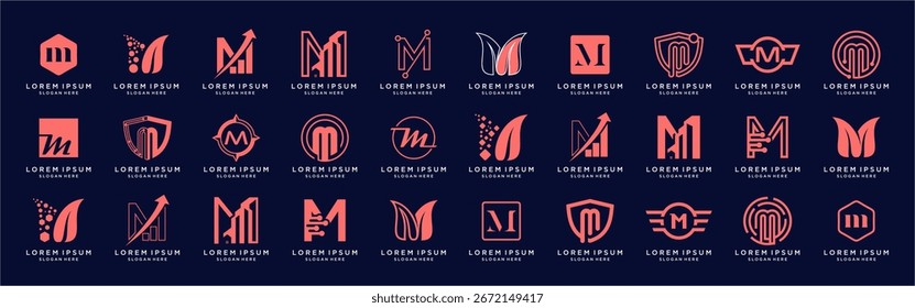 Letter M logo design template bundle set