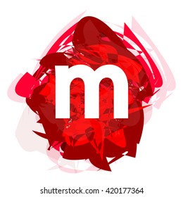 Letter M, logo design template element, little letter on red abstract, font style, vector illustration