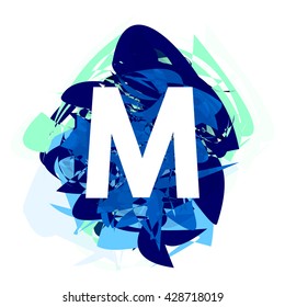 Letter M, logo design template element, letter on blue abstract, font style, vector illustration
