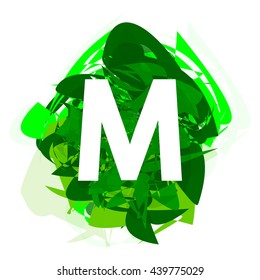 Letter M, logo design template element, letter on green abstract, font style, vector illustration