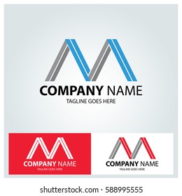 Letter M logo design template. Line creative symbol. Vector illustration