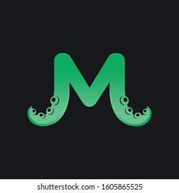 Letter M Logo Design with Tentacle Element