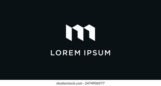 Diseño de logotipo de la letra M con un concepto de línea único. Vector Premium