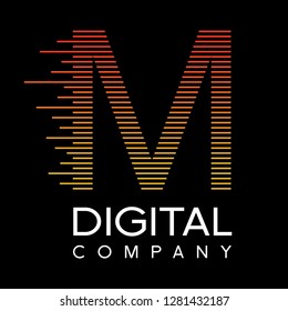 Letter M logo design vector template, fast speed technology moving, quick energy symbol. This logo is suitable for digital, techno.