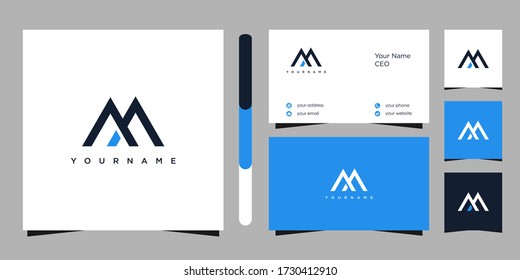 letter M logo design vector and business card