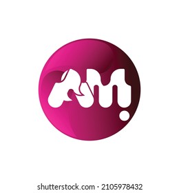 Letter A M Logo. A M Letter Design Vector with Dots. purple Circle. Design Template Element. Design Vector Illustration