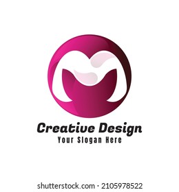 Letter M Logo. M Letter Design Vector with Dots. purple Circle. Design Template Element. Design Vector Illustration