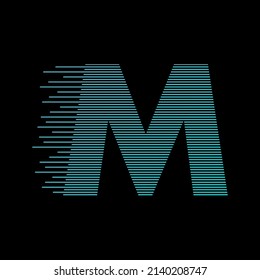 Plantilla vectorial de diseño de logotipo M, movimiento de tecnología de velocidad rápida, símbolo de energía rápida. Este logotipo es adecuado para tecnología digital.