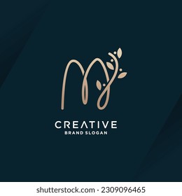 Letter M logo design vector with natural beauty concept