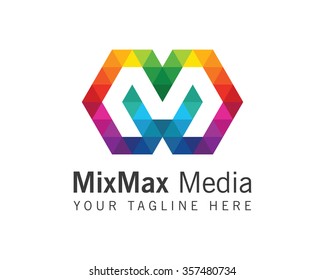 Letter M logo design vector. Colorful letter M logo vector template. Letter M logo media web. Digital letter M vector.