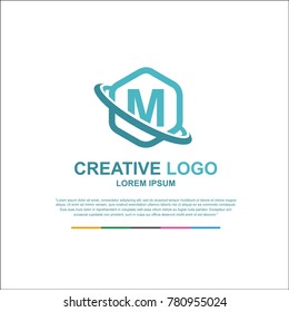 letter m, m logo, m letter design. word type logo. the logo comes from a flexible blend of hexagons and two silhouette lines for the company's professionalism. vector.