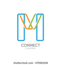 Letter M Logo Design.Linked shape square symbol