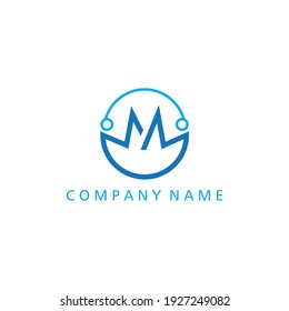 letter M logo digital circle design vector illustration