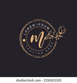 letter M logo floral handwriting logo design. logo for women beauty salon massage cosmetic or spa brand