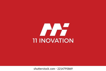 Letter M logo form number eleven and letter i with red background	
