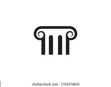 Letter M logo. The letter M formed from a classical column. Vector