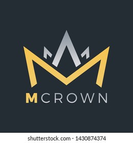 Letter M Logo Formed a Crown In Gold Color