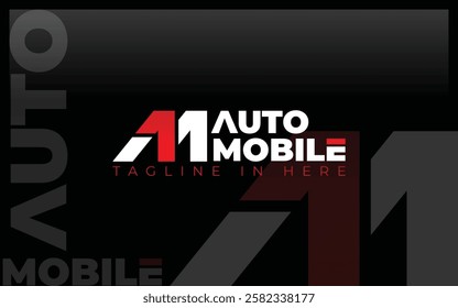 Letter A and M logo formed with simple and modern shape in red white color