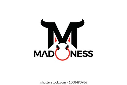 Letter M logo forms an angry bull symbol
