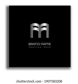 la letra m logo forma una serie de libros