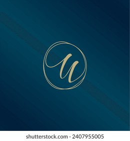 Letter M Logo with golden circle frames 