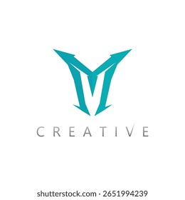 Logotipo Carta M com cor de gradiente e Ilustração de vetor de efeito 3D