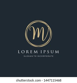 Letter M Logo, handwriting template , circle concept - Vector