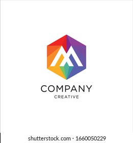 letter M logo with a hexagon shape in a creative design vector template. ABC Typeface is funny friendly. Collection of colorful alphabet. Logo Type Symbol Characters, logos for icons, businesses 