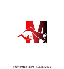Letter M logo icon with bull design symbol template vector