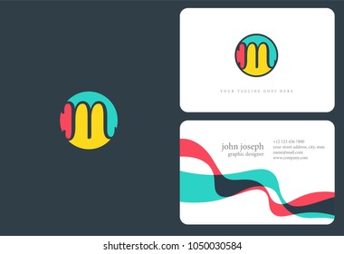 Letter M Logo icon with business card vector template. 

