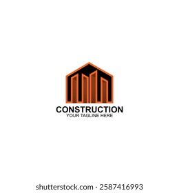 letter m logo icon for construction with creative illustration