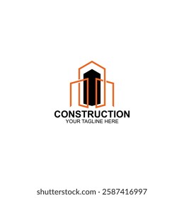 letter m logo icon for construction with creative illustration