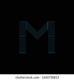 Letter M Logo Icon Design With Circuit Shape. Initial M luxury logo design with blue color for your business.