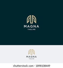 Plantilla de diseño de icono del logotipo de letra M. Oro, elegante, lujoso, moderno, vector premium