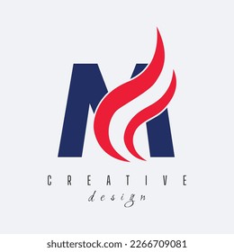 Letter M Logo Icon Design and Creative Cut Curved Shape Vector Illustration