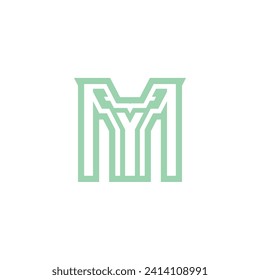 Elementos de la plantilla de diseño de iconos del logotipo M de la letra