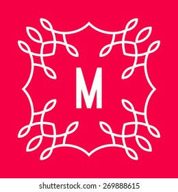 Letter M logo icon design template elements. Floral monogram. Outline abstract background. Trendy alphabet symbol. Flourish modern lineart logo design. Vector illustration