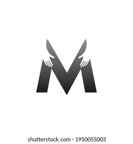 Letter M logo icon with hand design symbol template vector