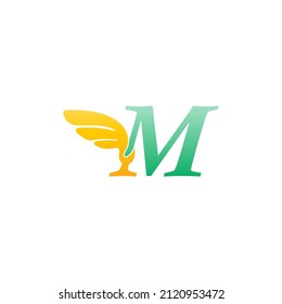 Letter M logo icon illustration with wings vector