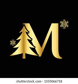 Letter M Logo Icon. Initial letter M  Design Vector Gold Color