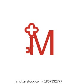 Letter M logo icon with key icon design symbol template vector