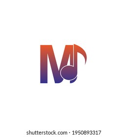 Letter M logo icon with musical note design symbol template vector
