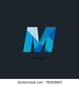 Letter M Logo icon. polygon pattern text. Geometric texture.  Vector element.
