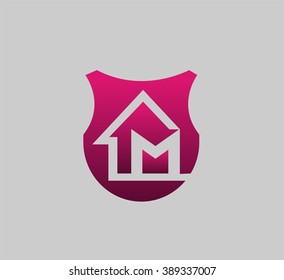 Letter M logo icon with real estate home logo
