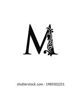 Letter M Logo Icon Template. Black and white vector design swirl ornate  elegant decorative style.