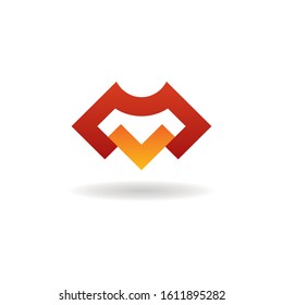letter m logo icon vector check mark element template