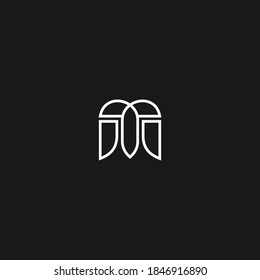 Letra M logo iniciales modernos símbolo de monograma, emblema de tarjeta de visita en blanco y negro.