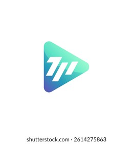 Letter M logo inside media play icon shape